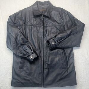 St. John's Bay Heavy Black Leather Jacket for Men Size Largr